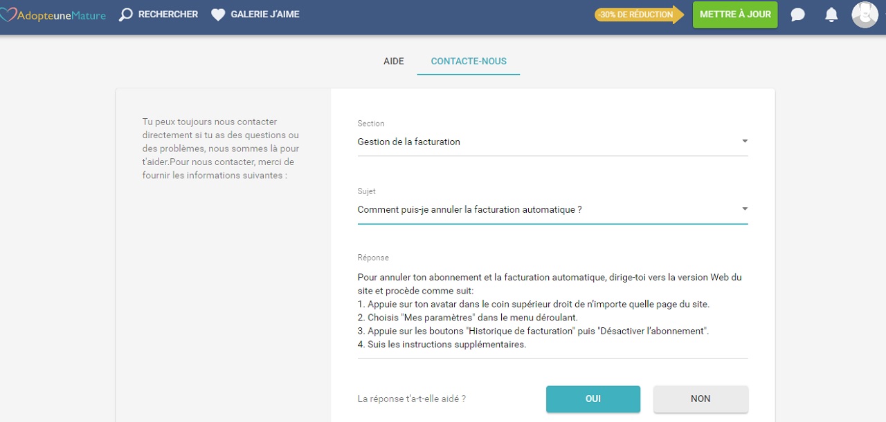 Adopte une mature : mon Avis