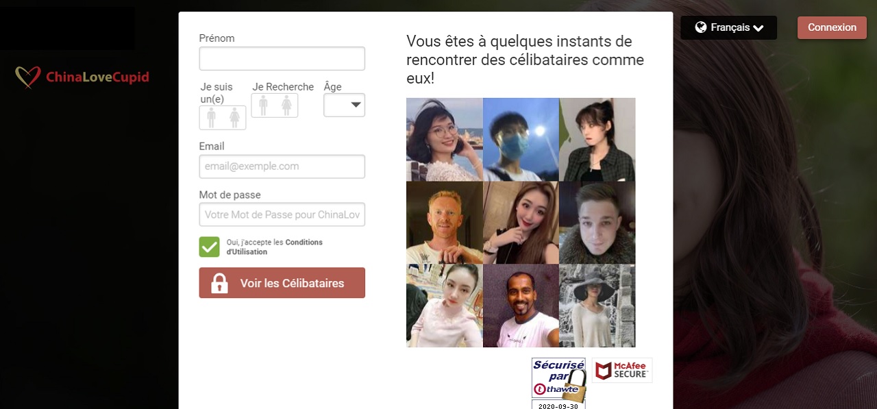 S'inscrire sur China Love Cupid