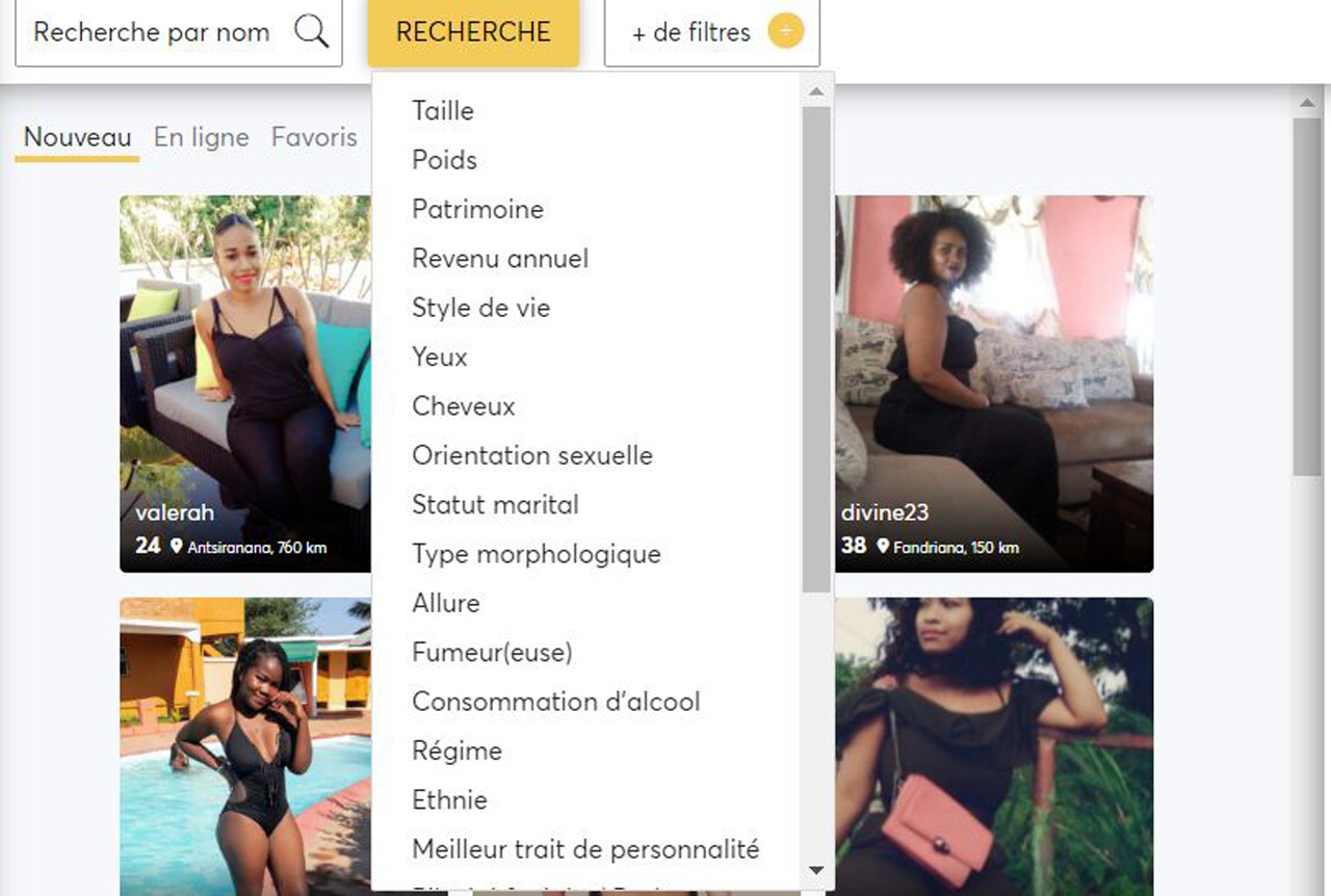 Filtre recherche