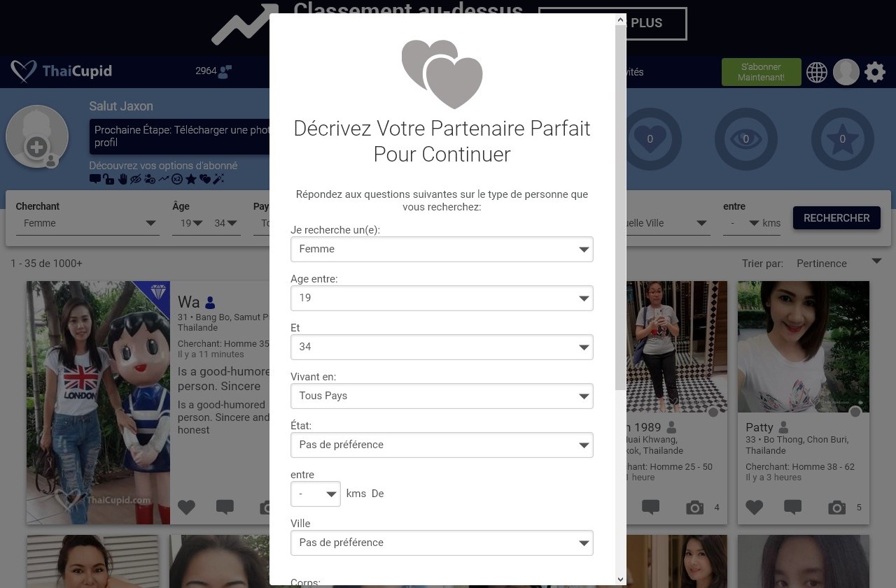 Description du partenaire idéal sur Thai Cupid
